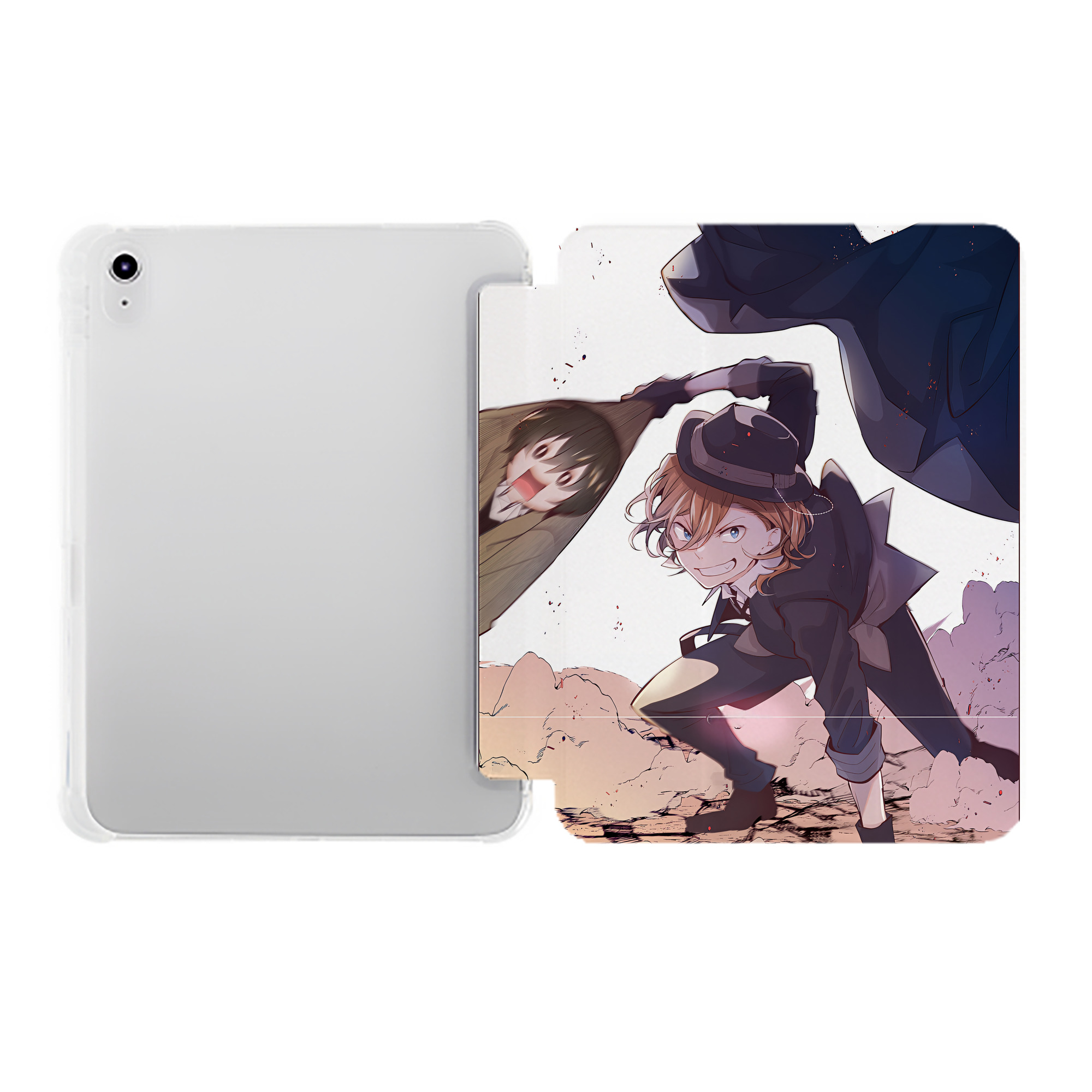 （画像用） 文豪ストレイドッグス Bungo Stray Dogs IPad ケース ペン収納付き 三つ折りスタンド PUレザー×シリコン 対応機種9.5/10.5/10.9インチ
